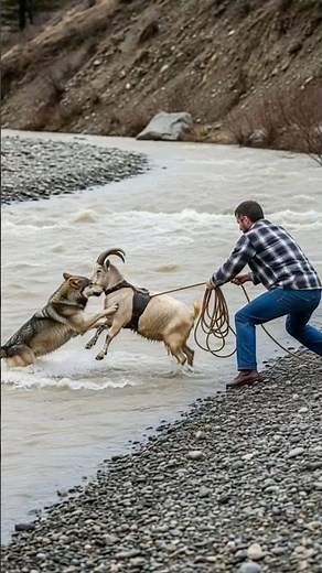 A Man Tries to Save His Goat from a Wolf