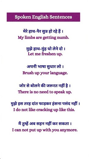 Useful conversational Hindi to English Sentences/ Spoken English Sentences for learners/ #shorts