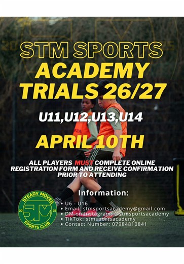 STM Academy Football Trials Announcement