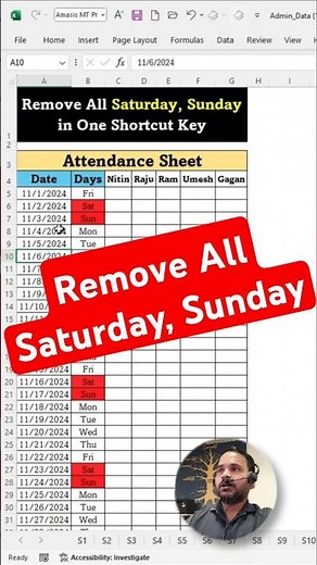 Remove All Saturday Sunday | Remove All Saturday Sunday Using One Shortcut Key | Remove All Weekend