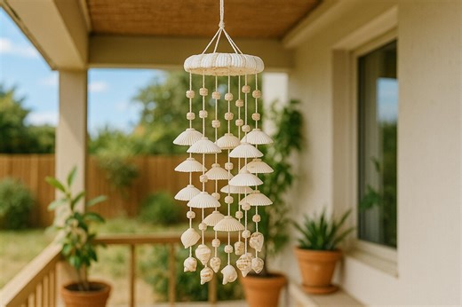 Handmade Seashell Wind Chime: Coastal Boho Beach Decor - Etsy