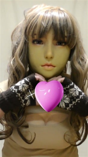 female mask kigurumi doll beige minidress girl #コスプレ #着ぐるみ #cosplay #コスプレ #着ぐるみ #kigurumi #mtf #パンチラ