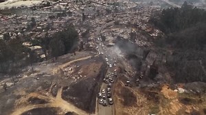 Aerial footage shows extent of deadly wildfires in Chile with at least 18 people killed