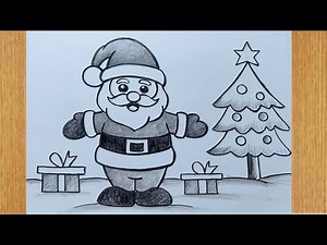 santa claus drawing very easy step by step,how to draw santa claus with christmas tree step by step,