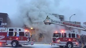 Fire fighters battle downtown Watertown fire