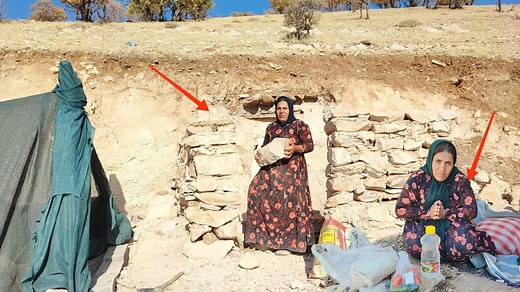 Nomadic Ostad Family! Homeless Lady Using Stone Building Home Shelter | Love Nomads