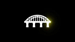 Glitch animated bridge icon appearing and disappearing on black background