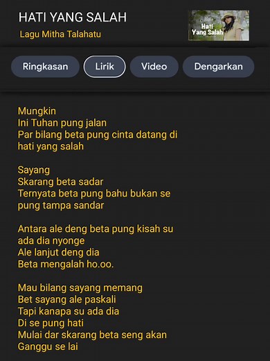 Hati Yang Salah - Lirik Lagu Mitha Talahatu