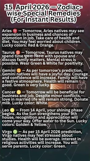 🔮15 April 2026 — Zodiac Wise Special Remedies Instant Effect