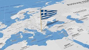 Download Greece Flag Waving with The World Map, Seamless Loop in Wind, 3D Rendering for free