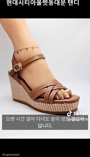탠디 여성 웨지 라탄 샌들 스트랩 하이힐 8cm굽 HX22t60o62pB #탠디 #탠디샌들 #웨지힐 #통굽샌들 #동대문현대아울렛탠디