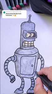 How to draw Bender from Futurama. #drawing #easydrawing #stepbystepdrawing #markerart #drawdaily