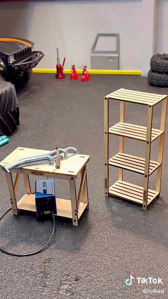 Snap it together🫰Our 1/10 Wood Garage Shelves and Workbench Set are made from high quality wood and have interlocking parts🧩 A great addition to your scale garage✨✨Available at rc4wd.com #rc4wd #scalegarage #scalerc #scalemodel #workbench #shelves #woodentoys #woodwork #lazercut #rccars #rcdrift #rctruck #axial #traxxas #elementrc #snapfit #magicanimation