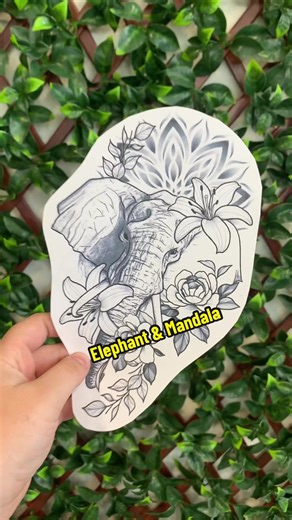 Elephant’s beauty🐘 #tattooartist #tattoo #viralvideo #tattoolover #elephant #flowertattoo #mandalatattoo #thightattoo
