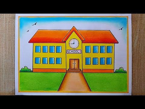 School drawing easy| My School Drawing| School Scenery Drawing| How to draw School step by step