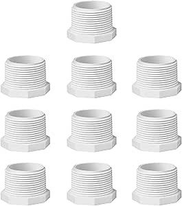 10pcs 0.75Inch PVC Cleanout Plug Male Threaded Drain Cap Coupling Adapter for PVC Pipe Pressure Fitting Schedule 40 NPT Thread Water Pipe closing (3/4", 10)