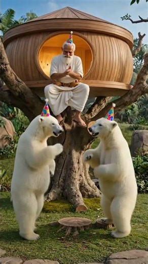 Craftsman build tree house to escape bears 🏠#ai #house #crafts