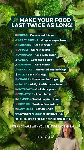 🥦 Most people throw away money every week — without realizing it. Half of what goes bad in your fridge… could’ve lasted twice as long. 🍞 Bread? Freeze it, never refrigerate. 🥬 Greens? Wrap in paper towel — they stay crisp for days. 🥕 Carrots? Keep in water, not air. 🥑 Avocado? Store with onion to stop browning. 🍌 Bananas? Wrap the stems, slow the ripening. 🍅 Tomatoes? Never refrigerate — ruins flavor. Tiny storage tweaks. Huge difference. Less waste. More nutrients. More money saved. 💬 C