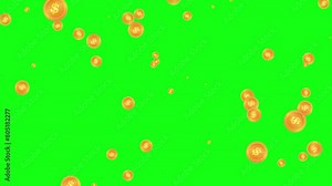 Falling coins rain motion background, Animation of raining dollar coins, suitable for financial and economic themes.