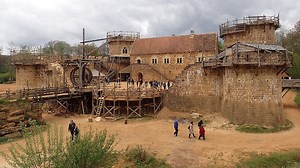 Checking on progress at Guédelon Castle, a Medieval-style castle being built from scratch in France