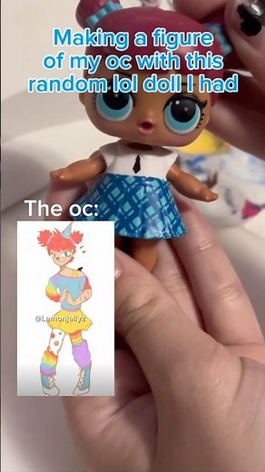 I love how it turned out. Making a figure of my oc with an lol doll base. #oc#diy#kidcore#art