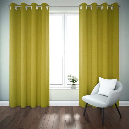 Apple Green Cotton Curtains, Farmhouse Style, Custom Size Set Two Panel Window Drape - Etsy