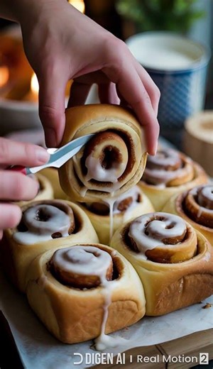 #Crispy Cinnamon Rolls ASMR – Soft Tear & Icing Smack 4K #chocolate