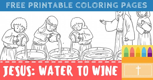 Jesus Turns Water into Wine Coloring Pages for Kids
