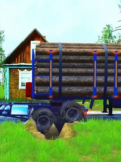 Spintires Mudrunner Truck vs Extreme Broken Road with Speed Bumps Gameplay EP206