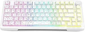 E-YOOSO Topographic RGB Mechanical Keyboard with Knob, 75% Gasket Hot Swappable Custom Gaming Keyboard, Side Printed PBT Keycaps, Tri-Mode Bluetooth/Wireless/Wired 81 Keys Compact Design﻿