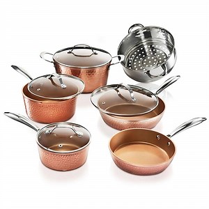 Reviews for Gotham Steel Hammered Copper 10-Piece Aluminum Non-Stick Cookware Set with Glass Lids | Pg 3 - The Home Depot
