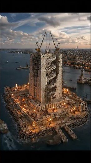 How the Ancient World's Tallest Lighthouse Was Built 🏗️🔥