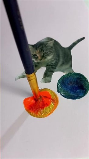 🔵😹🔴gato jugando con 3 pelotas🔴😹🔵 #cat #acriliconcanvas #art #cute #painting