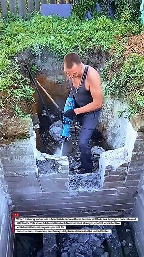 Breaking a Concrete Wall with a Handheld Drill | Powerful Demolition Tool