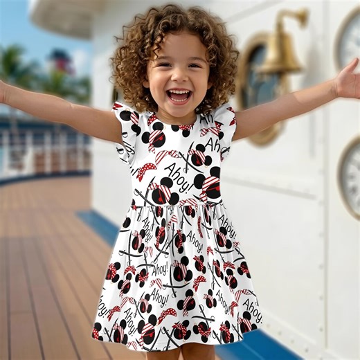 Disney Cruise Pirate Ruffle Dress, Pirate Mickey Mouse Flutter Sleeve Dress, Disney Pirates Dress for Girls, Disneyland Skirt Gear Outfits - Etsy