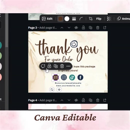 Small Business Thank You Card Template - DIY Marketing Cards for Order Packaging, Customizable Canva Design - Etsy