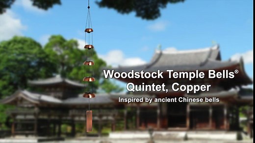 Woodstock Chimes Signature Collection, Woodstock Temple Bells, Quintet (32'') Copper, Wind Bells for Outdoor, Patio, Home or Garden Décor (TB5C)