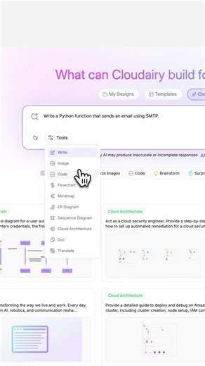 Cloudairyglobal on Instagram: "Generate Code in Any Language with AI This is how Cloudairy AI helps you generate code in any language You don’t need to start coding from scratch every time. With Cloudairy AI, you can generate code in multiple programming languages just by giving a simple prompt. Code faster. Switch languages easily. Focus on building, not boilerplate. #AICoding #CodeGeneration #DeveloperTools #Programming #AItools #ProductivityTools #CloudairyAI"