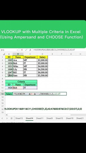 VLOOKUP with Multiple Criteria in Excel (Using Ampersand and CHOOSE Function)