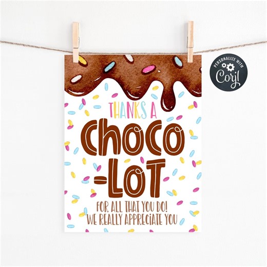 Chocolate Appreciation Sign Template, Printable Teacher Staff Thank You (digital Download) - Etsy