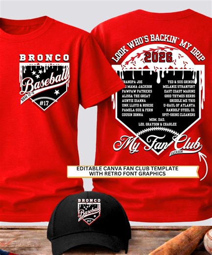 Drip Baseball Sponsor Shirt Template | Canva Fundraiser Design | Look Whos Has My Back PNG - Etsy