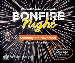 Are you joining us for Bonfire Night, tonight at Walsall Arboretum? 🔥 Secure your spot now as tickets are advance booking ONLY. No tickets will be available at the gate, so grab yours at: 🔗https://www.ticketsource.co.uk/healthyspaces #WalsallBonfire23 #BonfireNight Walsall Healthy Spaces | Walsall Arboretum