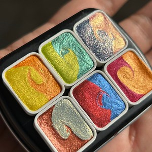 Swirly Handmade Watercolor Paint Set Shimmer Metallic Waterolour for Artist, Gift for Painter Handmade Gift Idea for Her Aquarelle - Etsy