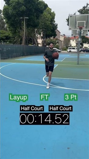 Basketball Challenge 🏀 Make a layup, free throw, three pointer and half court shot in 45 seconds