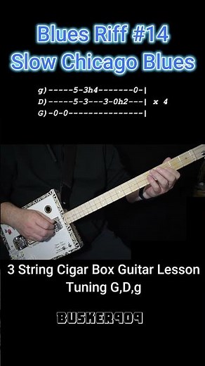 Blues Riff #2 Slow Chicago Blues Easy Cigar Box Guitar Lesson (No Chat) #shorts