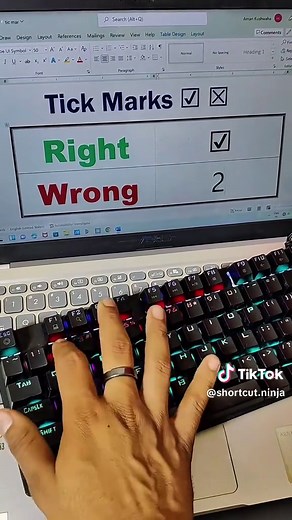 MS Word Symbol Shortcut: Right/Wrong Signs Instantly