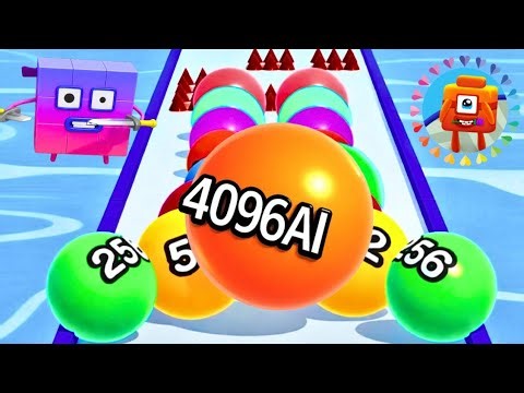 Ball Run 2048 [4096AI Wall] vs Merge Number Cube Game - Level Up Numberblocks Max Level Gameplay