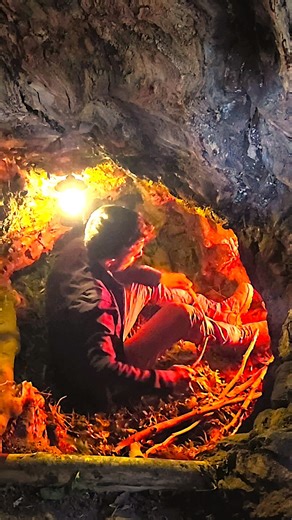 A secret survival shelter carved inside a giant plane tree. Built entirely from natural materials, this unique refuge features handcrafted details and a glowing transparent fireplace. No talking, only the soothing sounds of nature — the wind, the forest, and fire crackling. A true bushcraft and primitive living experience designed to inspire outdoor enthusiasts, DIY adventurers, and nature escape seekers. #primitive #survival #natureasmr #outdoorlife #hiddenplaces #bushcraftskills #wildliving #c