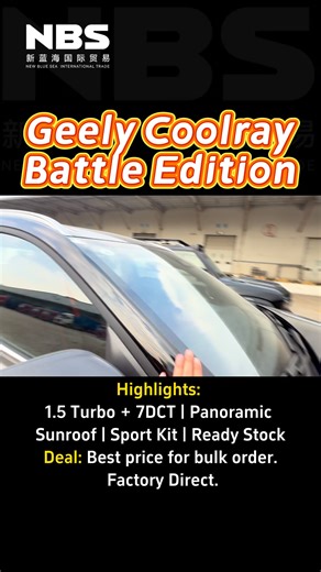 🔥🚀Geely Coolray 1.5TD DCT “Battle Edition” For Algeria 🎯Key Highlights for Dealers: 📦 READY STOCK | VOLUME DISCOUNT: Units Available Now. Larger order, better price. ⚙️ Powertrain: 1.5L Turbo 7-Speed DCT. ✨ Premium Feature: Panoramic Sunroof Smart Cockpit & Sport Seats. 📌 Exterior: Battle Sport Kit (Black Grille/Red Accents/Spoiler). 🛡️ Safety: High-Strength Body, Multi-Airbags, ESP. 💰 Your Advantage: Direct factory price with high profit margin. 💰 Secure Your Competitive Edge Now! 📌Con