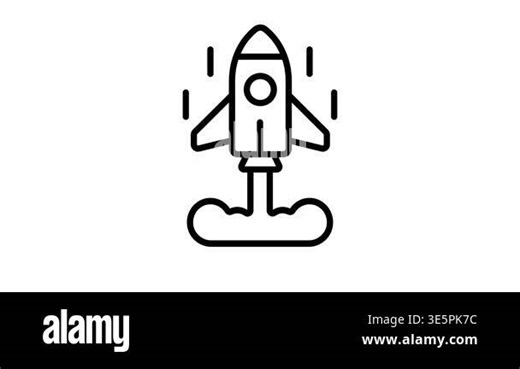A modern linear animated icon of launching space rocket Stock Video Footage - Alamy